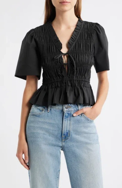 Rails Portia Shirred Cotton Top In Black