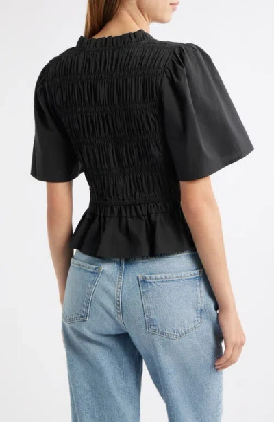 Rails Portia Shirred Cotton Top In Black
