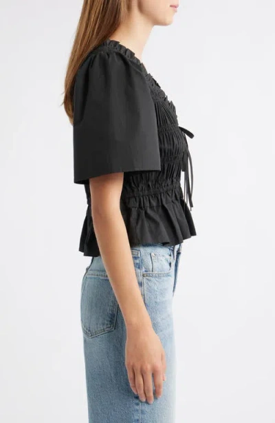 Rails Portia Shirred Cotton Top In Black