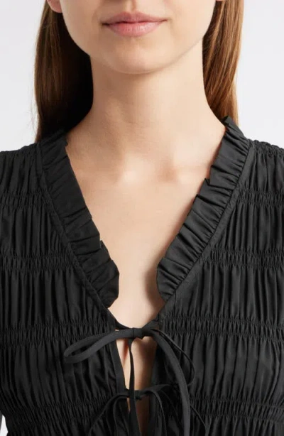 Rails Portia Shirred Cotton Top In Black