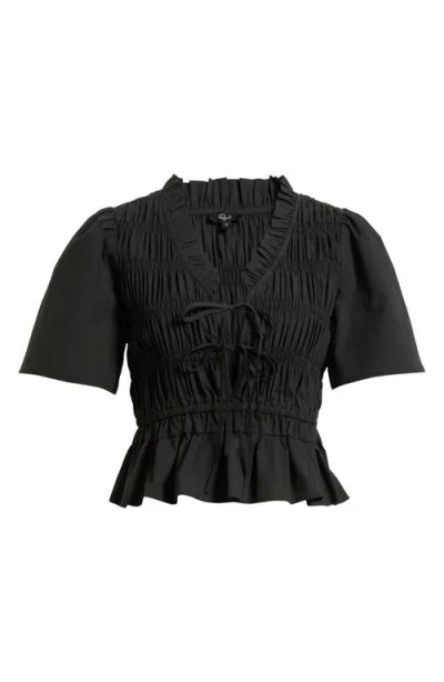 Rails Portia Shirred Cotton Top In Black