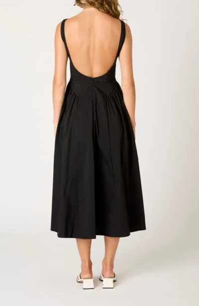 Nia Daisy Midi Dress In Black In Black