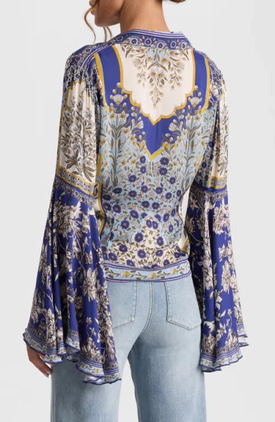 Alice And Olivia Alice + Olivia Willa Printed Blouse In Blue