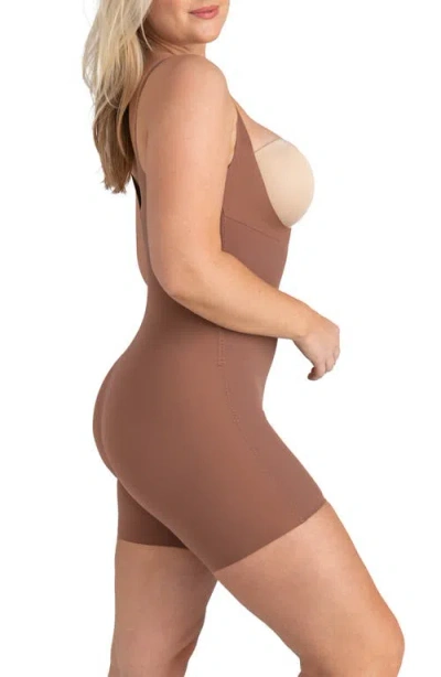 Honeylove Open Bust Bodysuit In Brown