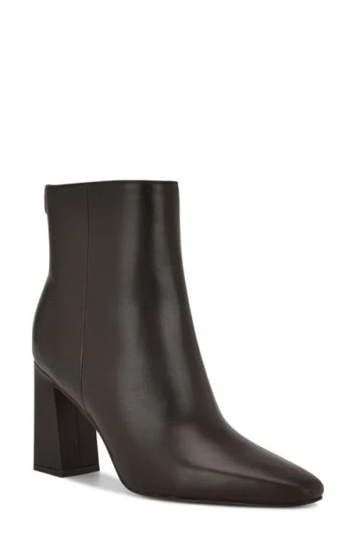 Nine West Women's Reraye Flared Block Heel Ankle Booties In Brown