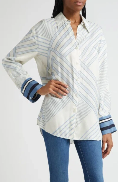 Veronica Beard Delila Stripe Silk Blend Shirt In Multi