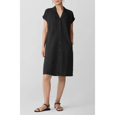 Eileen Fisher Notch Collar Organic Cotton Blend Shirtdress In Multi