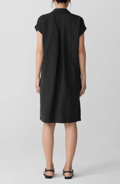 Eileen Fisher Notch Collar Organic Cotton Blend Shirtdress In Multi