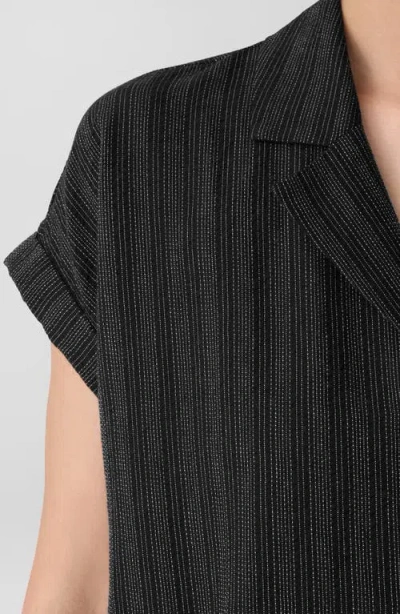 Eileen Fisher Notch Collar Organic Cotton Blend Shirtdress In Multi