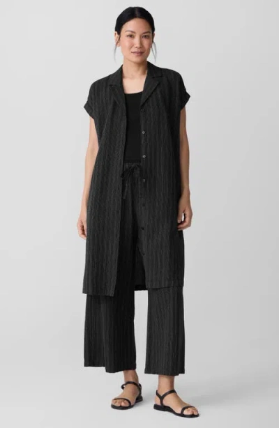 Eileen Fisher Notch Collar Organic Cotton Blend Shirtdress In Multi