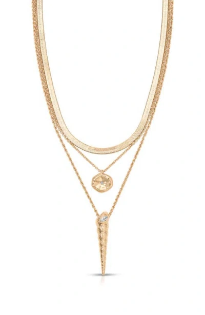 Ettika Saint Tropez Shell Charm Layered Necklace In Gold