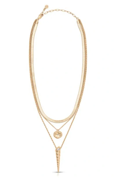 Ettika Saint Tropez Shell Charm Layered Necklace In Gold