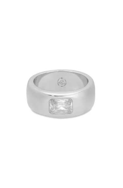 Ettika Treasure Emerald Cut Cubic Zirconia Band Ring In Silver