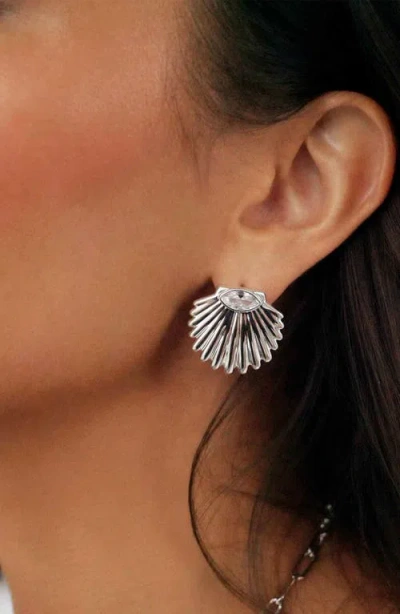 Ettika Santorini Cubic Zirconia Shell Statement Stud Earrings In Silver