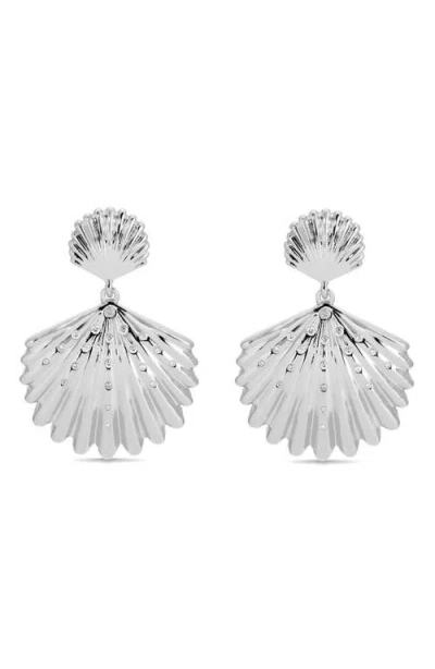 Ettika Sun Drenched Shell Drop Earrings In Silver