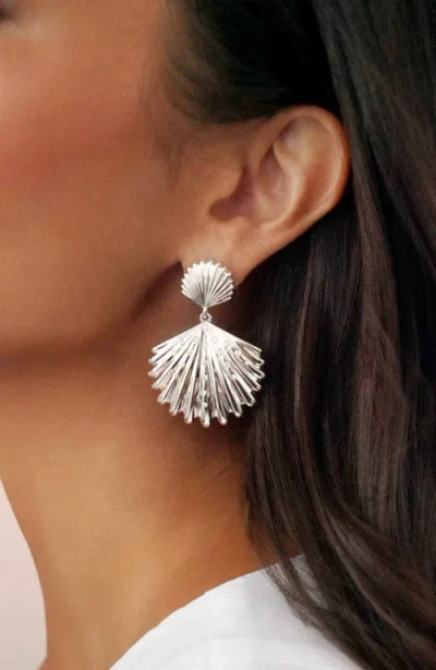 Ettika Sun Drenched Shell Drop Earrings In Silver