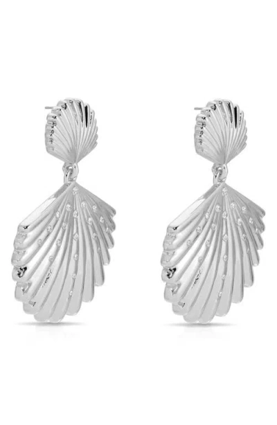 Ettika Sun Drenched Shell Drop Earrings In Silver