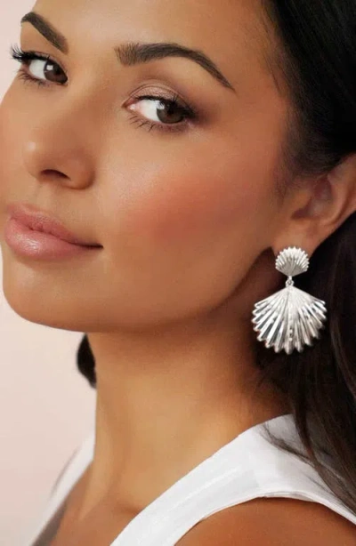 Ettika Sun Drenched Shell Drop Earrings In Silver