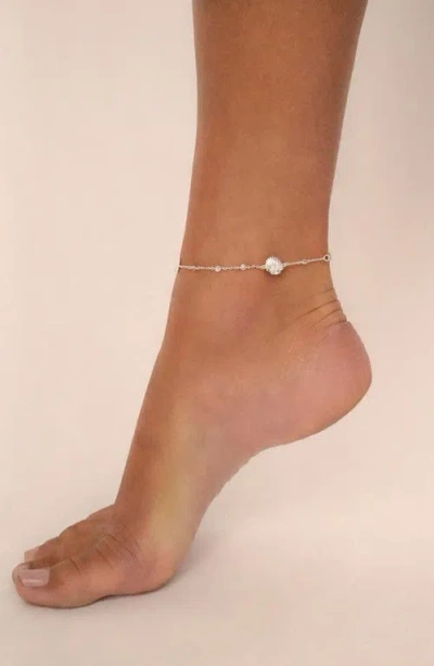 Ettika Santorini Cubic Zirconia Shell Ankle Bracelet In Metallic