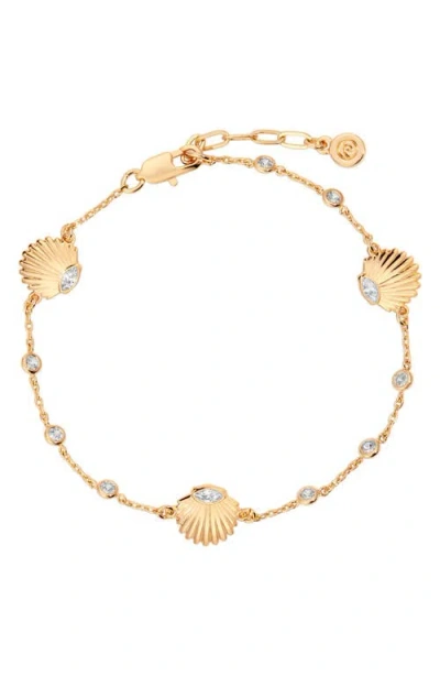 Ettika Santorini Cubic Zirconia Shell Ankle Bracelet In Gold
