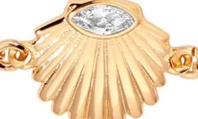 Ettika Santorini Cubic Zirconia Shell Ankle Bracelet In Gold