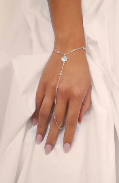 Ettika Santorini Cubic Zirconia Shell Hand Chain In Metallic