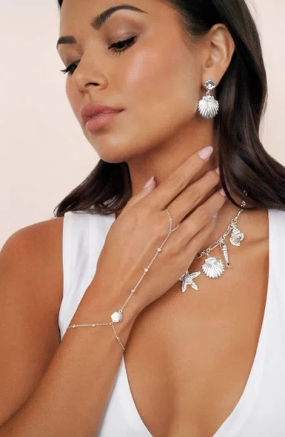 Ettika Santorini Cubic Zirconia Shell Hand Chain In Metallic