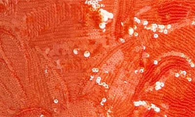 Helsi Leslie Pattern Sequin Strapless Gown In Orange