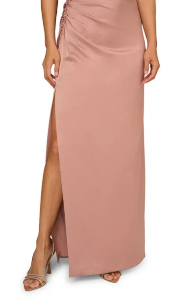 Aidan Mattox By Adrianna Papell One-shoulder Crepe Back Satin Gown In Pink