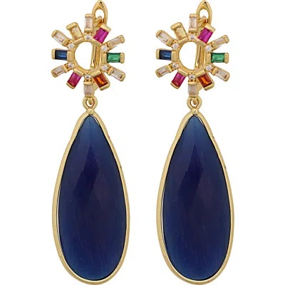 Panacea Crystal Teardrop Earrings In Gold