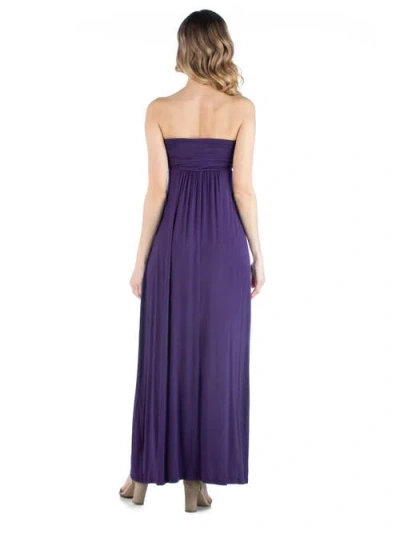 24seven Comfort Apparel Strapless Empire Waist Maxi Dress In Multi