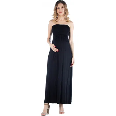 24seven Comfort Apparel Womens Strapless Long Maxi Dress In Black