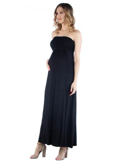 24seven Comfort Apparel Womens Strapless Long Maxi Dress In Black