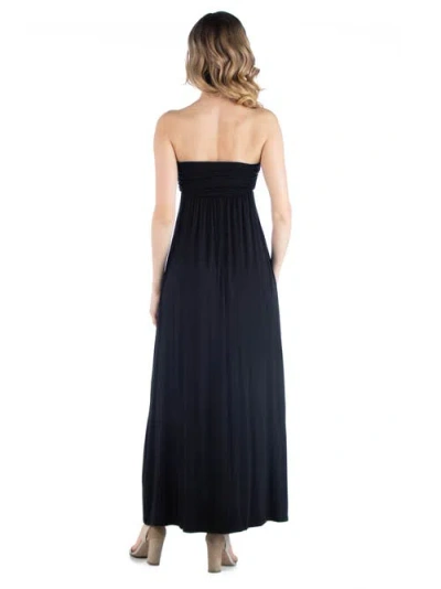 24seven Comfort Apparel Womens Strapless Long Maxi Dress In Black