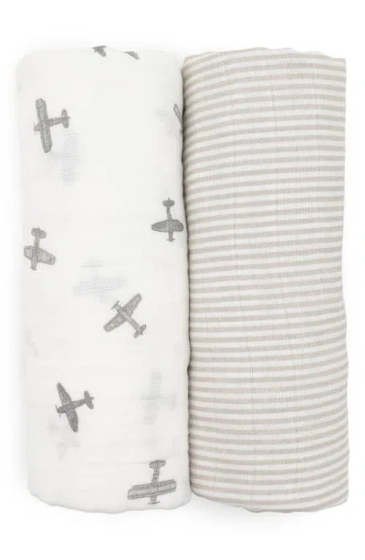 Little Unicorn 2-pack Organic Cotton Muslin Swaddle Blanket In White