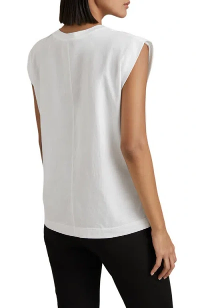 Reiss White Cotton Capped Sleeve T-shirt In White