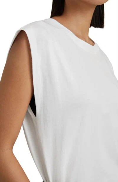 Reiss White Cotton Capped Sleeve T-shirt In White