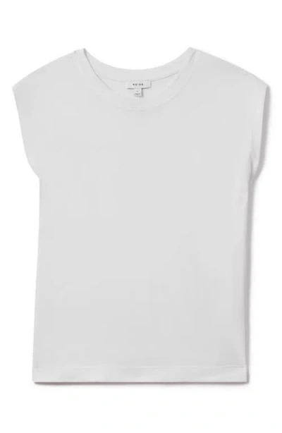 Reiss White Cotton Capped Sleeve T-shirt In White