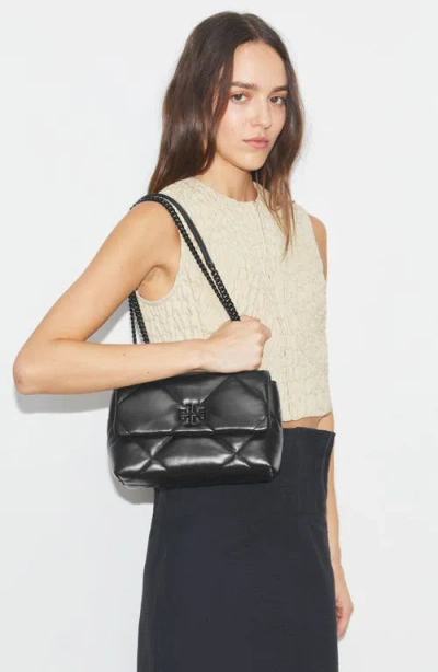 Tory Burch Kira Diamond Leather Shoulder Bag In Black
