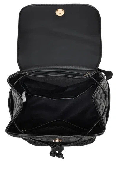 Elle Compass 10l Vegan Leather Monogram Mini Backpack In Black