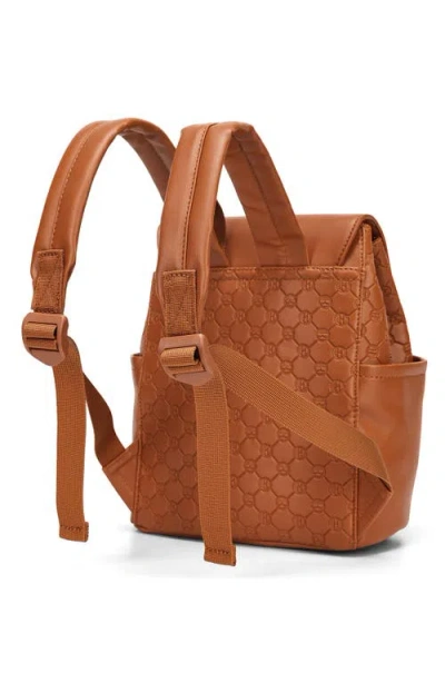 Elle Compass 10l Vegan Leather Monogram Mini Backpack In Brown