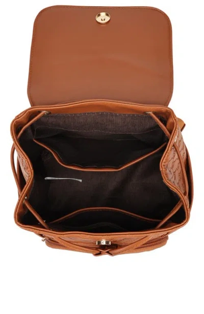 Elle Compass 10l Vegan Leather Monogram Mini Backpack In Brown