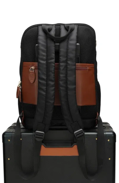 Elle Luxe Journey 18l Twill And Vegan Leather Backpack In Black