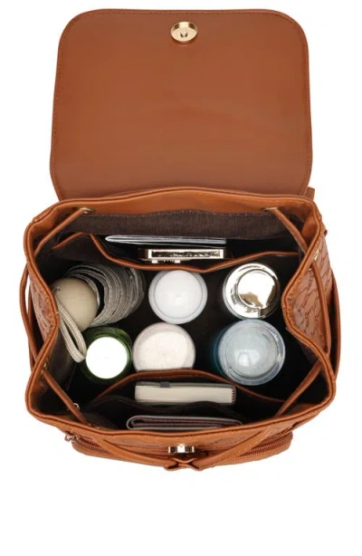 Elle Compass 10l Vegan Leather Monogram Mini Backpack In Brown