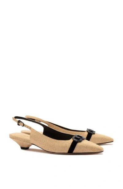 Larroude Franca Raffia Pump Beig Beige In Neutral