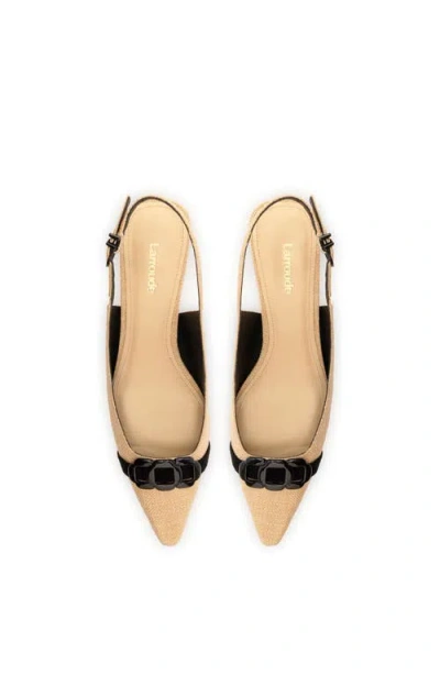 Larroude Franca Raffia Pump Beig Beige In Neutral