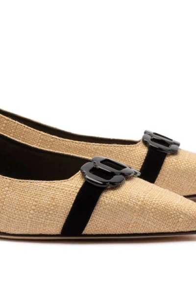 Larroude Franca Raffia Pump Beig Beige In Neutral