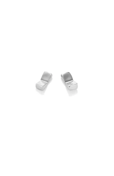 Unode50 Rectangular Plate Earrings In Silver