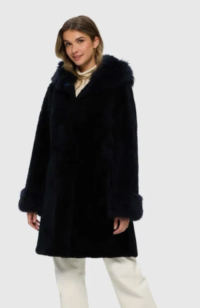 Gorski Sheared Cashmere Goat Parka In Blue