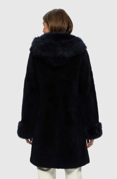 Gorski Sheared Cashmere Goat Parka In Blue